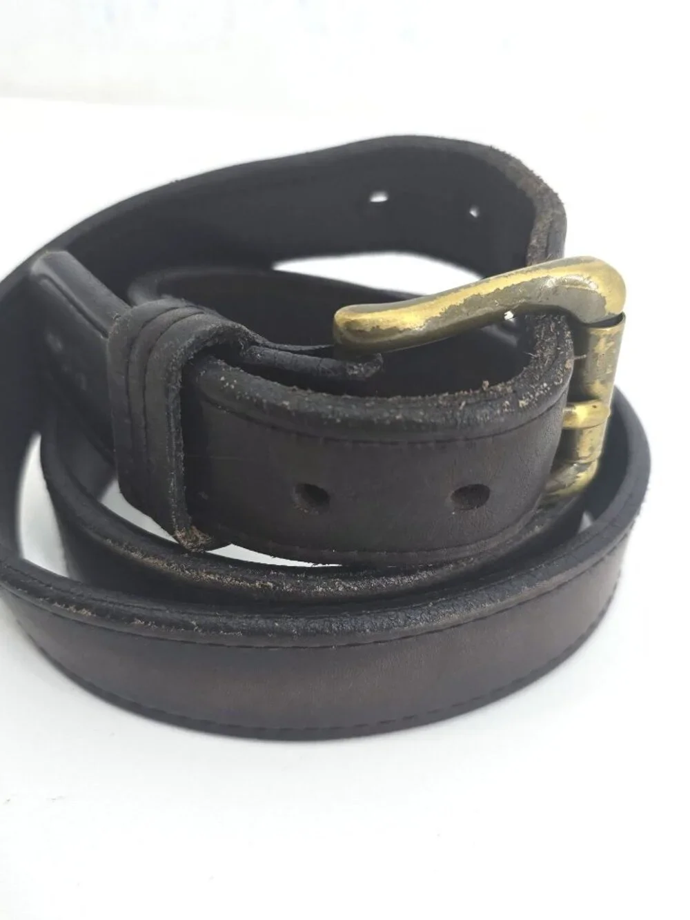 VTG DULUTH Trading Co. Size 40 Heavy Duty Leather Belt Brown Brass Buckle USA